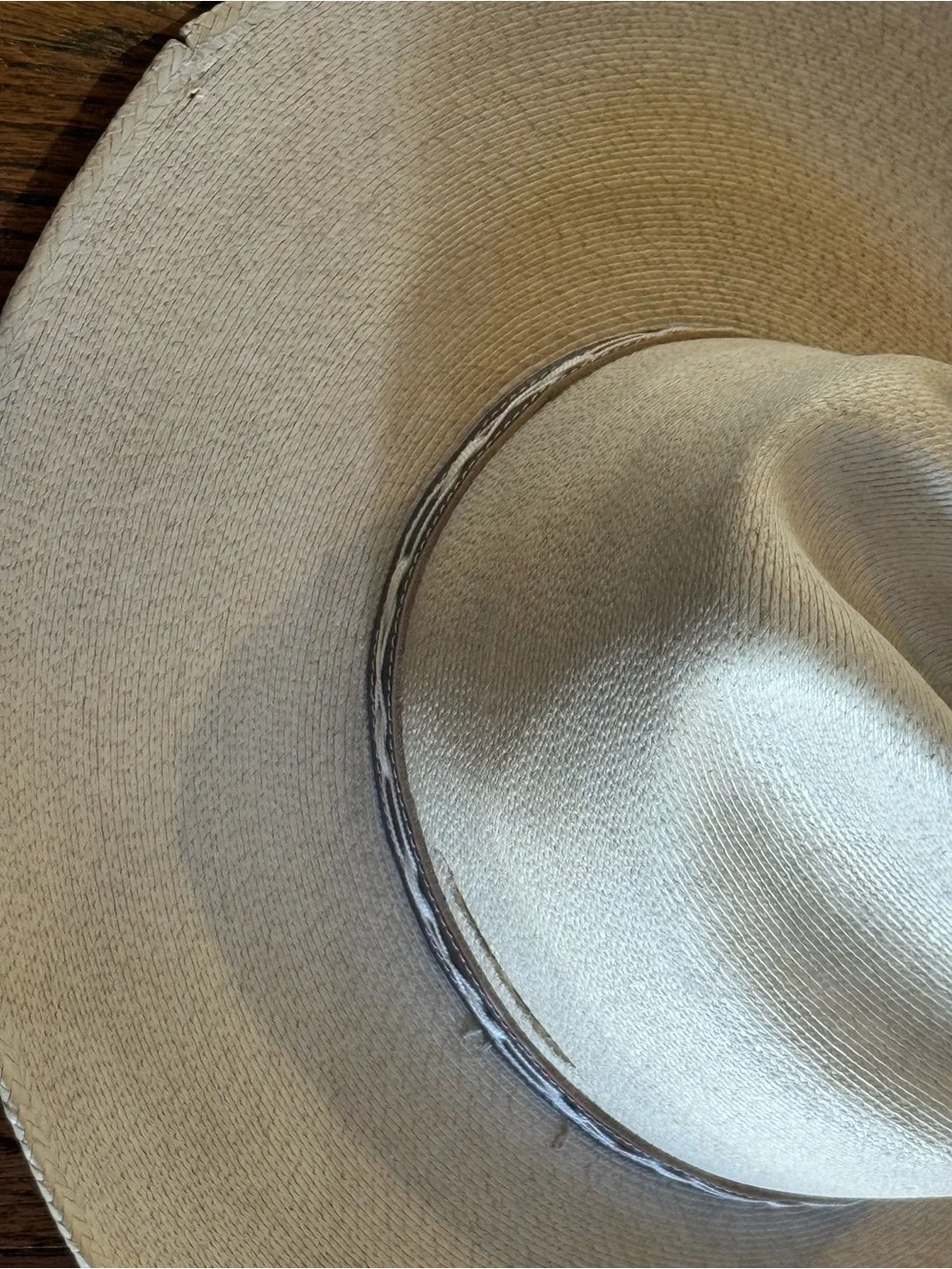 Kids Woman Wide Brim Straw Cowboy Hat in Cream with Braided Band